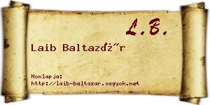 Laib Baltazár névjegykártya